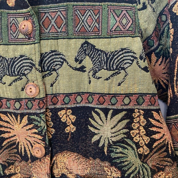 New Identity Womens Tapestry Animal Print Button Down Jacket Size Medium Vintage - Picture 2 of 5